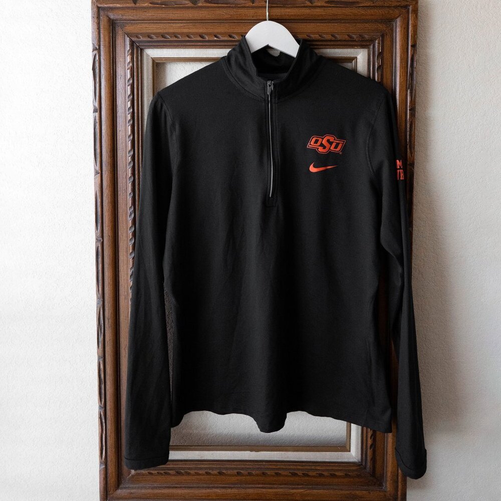 Nike OSU 1/4 Zip Pullover Size XL Black Oklahoma State Cowboys Long Sleeve Dri